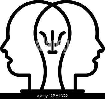 Two heads psychology icon, outline style Stock Vector