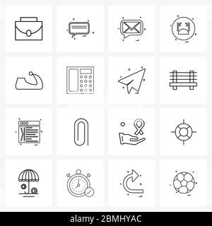 Universal Symbols of 16 Modern Line Icons of, emotion, emote, messages Vector Illustration Stock Vector