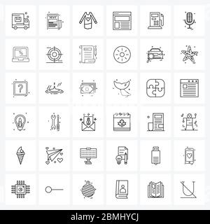 Pack of 36 Universal Line Icons for Web Applications station, petrol, clothing, oil, news Vector Illustration Stock Vector