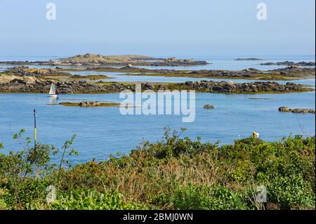 Coast on the island Iles Chausey on a sunny day in summer (Normandy, France) Stock Photo
