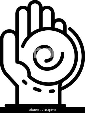 Pendulum in the palm icon, outline style Stock Vector