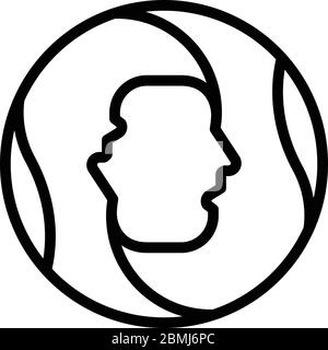Face of a man in a circle icon, outline style Stock Vector