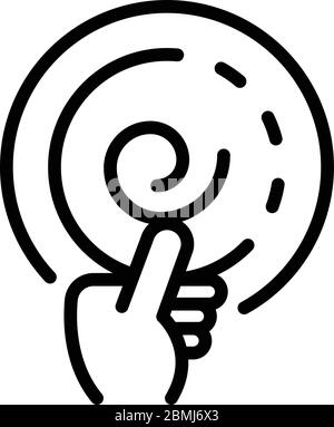 Pendulum in hand icon, outline style Stock Vector