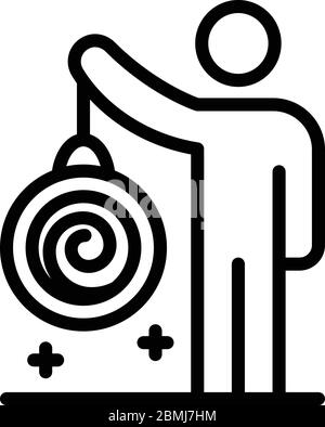 Man with a pendulum icon, outline style Stock Vector