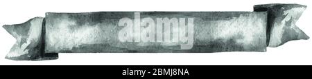 Watercolor gray ribbon. Hand painted banners isolated on white background. Stock Vector