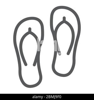 Flip flops line icon, summer and beach, footwear sign vector graphics, a linear icon on a white background, eps 10. Stock Vector