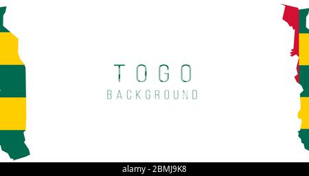 Togo flag map background. The flag of the country in the form of borders. Stock vector illustration Stock Vector