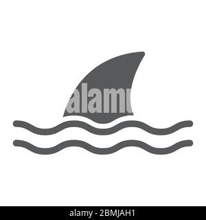 Shark glyph icon, ocean and predator, dangerous fish sign vector graphics, a solid icon on a white background, eps 10. Stock Vector
