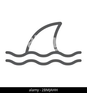 Shark line icon, ocean and predator, dangerous fish sign vector graphics, a linear icon on a white background, eps 10. Stock Vector