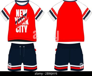 Boys t-shirt reglan short set new york city Stock Vector