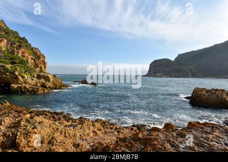 Knysna Heads is one of the top tourist attractions located on the Garden Route, South Africa Stock Photo