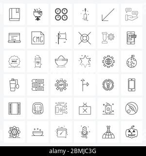 Universal Symbols of 36 Modern Line Icons of bottom, keyboard, time, mascara, makeup Vector Illustration Stock Vector