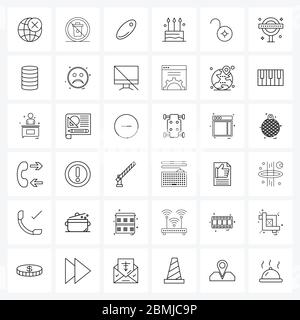 Universal Symbols of 36 Modern Line Icons of security, key, medicine, sweet, cake Vector Illustration Stock Vector