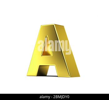 A letter uppercase golden color. 3D Rendering illustration Stock Photo
