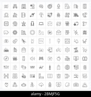 Pack of 100 Universal Line Icons for Web Applications chat, temperature, tower, snow, climate Vector Illustration Stock Vector