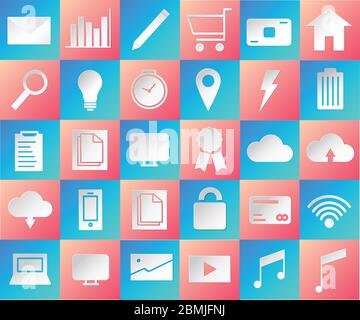Vector of Business and Media Icon Paper Cut Artwork Stock Vector