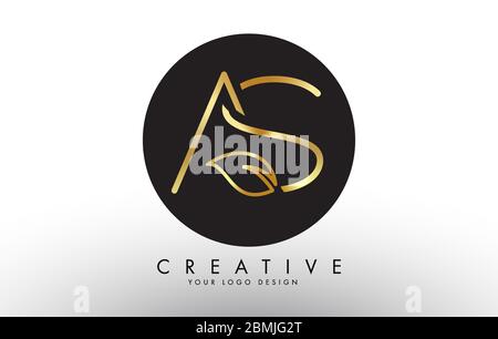 Leaf Letters AS A S and Creative Swoosh and Black Circle Logo Design ...
