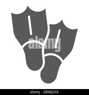 Diving flippers glyph icon, tourism and diving, swimming flippers sign vector graphics, a solid icon on a white background, eps 10. Stock Vector