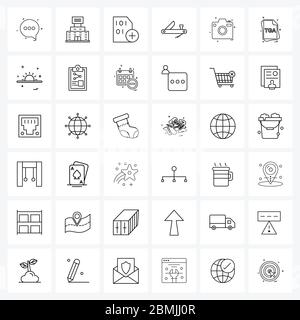 Pack of 36 Universal Line Icons for Web Applications picture, camera, codding, Swiss, army Vector Illustration Stock Vector