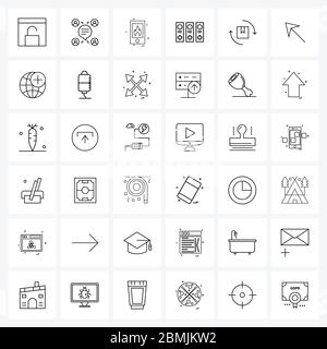 Pixel Perfect Set of 36 Vector Line Icons such as box, files, user, document, mobile Vector Illustration Stock Vector