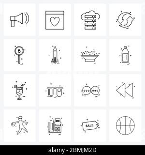 Universal Symbols of 16 Modern Line Icons of sports, reset, big, arrows, arrow Vector Illustration Stock Vector