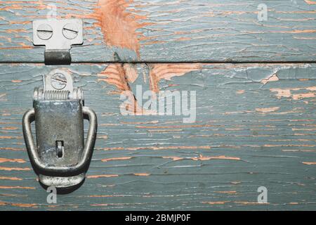 Wood background with cracked paint. detail of vintage wooden locker Stock Photo