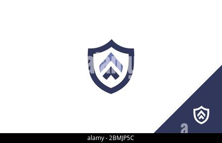 Letter A in the shield. Letter A shield logo design. vector illustration Stock Vector