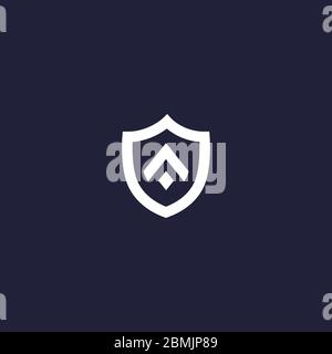 Letter A in the shield. Letter A shield logo design. vector illustration Stock Vector
