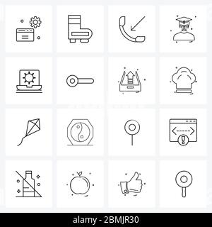 16 Universal Line Icons for Web and Mobile preference, configure, call, profile, avatar Vector Illustration Stock Vector