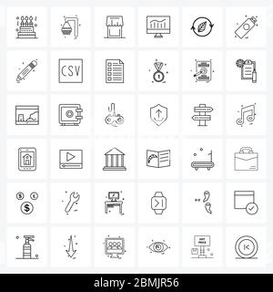 Universal Symbols of 36 Modern Line Icons of leaf, graph, buy, computer, store Vector Illustration Stock Vector