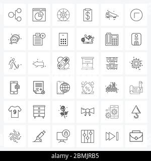 Pack of 36 Universal Line Icons for Web Applications sports, file, window, document, clipboard Vector Illustration Stock Vector