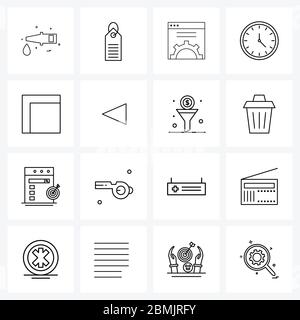 16 Universal Line Icons for Web and Mobile frame, minutes, web, hours, clock Vector Illustration Stock Vector