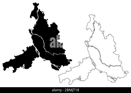 Foshan City (People's Republic of China, Guangdong Province) map vector ...