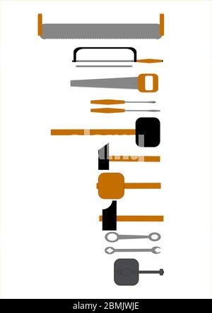 Set of bench tools on a white background. Stock Vector