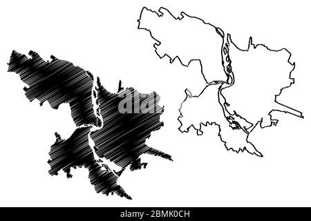 Irkutsk City (Russian Federation, Russia) map vector illustration, scribble sketch City of Irkutsk map Stock Vector