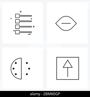 Set of 4 Simple Line Icons of ui, half, main menu, watch, minutes Vector Illustration Stock Vector