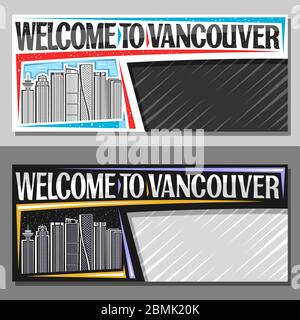 Vancouver city skyline at day and night vector illustration Stock ...