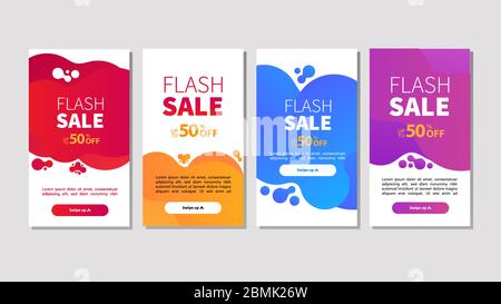 Dynamic modern fluid mobile for flash sale banners. Sale banner template design, Flash sale special offer set Stock Vector