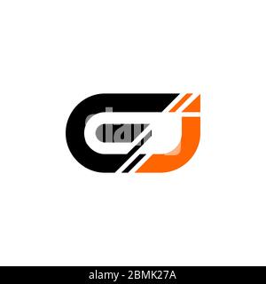 Initial letter GJ graphic logo template,design element concept, isolated on white background. Stock Vector