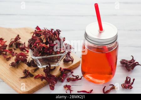 agua de Jamaica, roselle mocktail drink, summer beverage in mexico Stock Photo