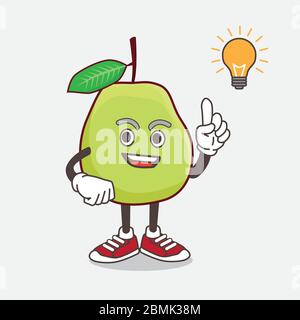 An illustration of Guava Fruit cartoon mascot character get an idea Stock Vector