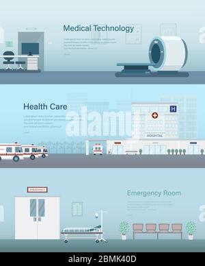 Set of medical banners flat design vector illustration Stock Vector