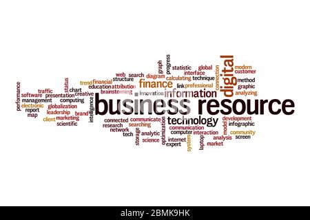 Business resource word cloud concept on white background Stock Photo