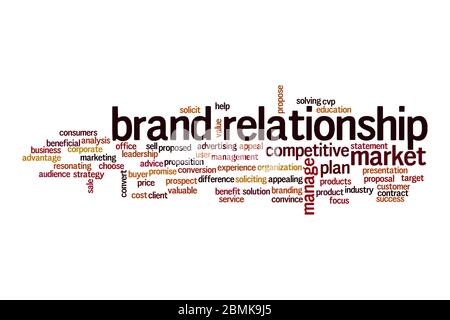 Brand relationship word cloud concept on white background Stock Photo