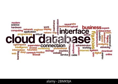 Cloud database word cloud concept on white background Stock Photo