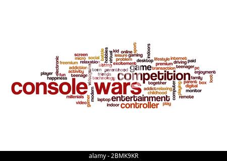 Console wars word cloud concept on white background Stock Photo