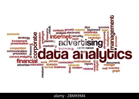 Data analytics word cloud concept on white background Stock Photo