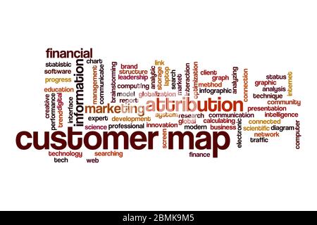 Customer map word cloud concept on white background Stock Photo