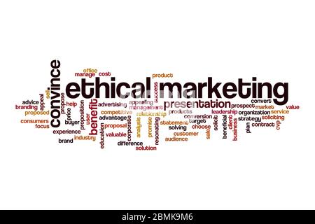 Ethical marketing word cloud concept on white background Stock Photo