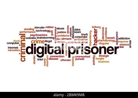 Digital prisoner word cloud concept on white background Stock Photo
